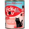 Lucky Lou Adult 24 x 400 g umido gatto - Pollame e Manzo