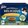 Felix Naturally Delicious 10 x 80 g Alimento umido per gatti - Selezione di Pollame in Gelatina