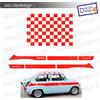 - Senza marca/Generico - KIT ADESIVI FASCE LATERALI ROSSE E TETTO A SCACCHI PER FIAT 850 TC ABARTH