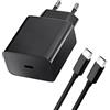 BLUE STAR CARICABATTERIE DA PARETE PER CASA RAPIDO USB-C 25W CON CAVO BLACK PER MODELLI A MARCHIO SAMSUNG