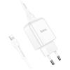 HOCO CARICABATTERIE DA CASA ORIGINALE N2 USB 2.1A CAVO LIGHTNING WHITE PER MODELLI A MARCHIO APPLE