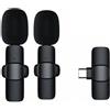 MAXY MICROFONI BLUETOOTH K1 SET DA 2PZ CON RICEVUTORE USB-C BLACK PER SMARTPHONE E TABLET