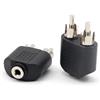 TEK ONE TO-AD-101 ADATTATORE AUDIO JACK 3,5MM FEMMINA TO 2X RCA MASCHIO BLACK