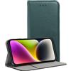MAGNETO CUSTODIA A LIBRO SMART POCKET CASE IN PELLE PER APPLE IPHONE 12 - 12 PRO GREEN