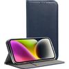 MAGNETO CUSTODIA A LIBRO SMART POCKET CASE IN PELLE PER APPLE IPHONE 16 PRO MAX BLU