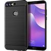 BCASE CUSTODIA B-CASE TPU SILICONE COVER CASE PER HUAWEI Y7 PRIME (2018) CARBON METAL BLACK