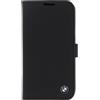 BMW CUSTODIA FLIP COVER REAL LEATHER CASE PER SAMSUNG GALAXY S4 I9500 - I9505 BLACK