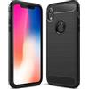 FORCELL CUSTODIA B-CASE TPU SILICONE COVER CASE PER APPLE IPHONE XR CARBON METAL BLACK