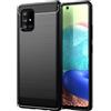 FORCELL CUSTODIA B-CASE TPU SILICONE COVER CASE PER SAMSUNG GALAXY A71 5G A716 CARBON METAL BLACK