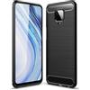FORCELL CUSTODIA B-CASE TPU SILICONE COVER CASE PER XIAOMI REDMI NOTE 9 PRO MAX 9S CARBON METAL BLACK