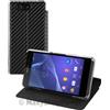 SONY CUSTODIA ORIGINALE LEATHER FLIP CASE BOOK PER XPERIA Z3 COMPACT CARBON LOOK