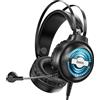 HOCO CUFFIE GAMING HEADPHONES ON-EAR W101 PER PC USB O JACK 3,5 MM CON MICROFONO LED BLACK