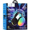 HOCO CUFFIE GAMING HEADPHONES ON-EAR W109 PLUS PER PC USB O JACK 3,5 MM CON MICROFONO LED BLACK