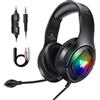 WINTORY CUFFIE GAMING HEADPHONES ON-EAR M1 PER PC USB O JACK 3,5 MM CON MICROFONO LED BLACK