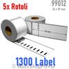TRADING EU 5X ROTOLO ETICHETTE BIANCO COMPATIBILE DYMO 99012 - 36 X 89 mm 1300 LABEL