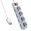 TRUSTECH PROLUNGA 1,5M MULTIPLA 12 POSTI CIABATTA SPINA 16A - 8 PRESE 1016A + 4 SCHUKO BIANCO