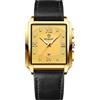RORIOS Orologio Quadrati da Uomo da Polso Quarzo Impermeabile Elegante Diamante Semplice Luminosi Cinturino Acciaio Inossidabile Oro Nero B