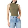 The Drop Karolina Sleeveless Ribbed Mock-Neck Sweater T-Shirts Tendance, Capers Olive, S