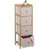 Relaxdays Cassettiera Camera da Letto, Comò 4 Cassetti in Tessuto, HLP: 94x31x30 cm, Settimino in bambù Naturale, Beige