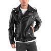 Giosal Giubbotto Uomo Chiodo Ecopelle Tinta Unita Nero Casual Biker Maniche Lunghe (Nero, L)