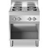 Cucina elettrica 4 piastre tonde su base armadiata aperta 70x70x85 cm