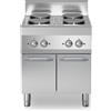 Cucina elettrica 4 piastre tonde su base armadiata con 2 ante a battente 70x70x85 cm