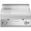 Fry top a gas piastra 2/3 liscia 1/3 rigata cromata, top 70x70x30 cm