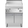Fry top a gas piastra liscia cromata, su base armadiata con ante 70x70x85 cm