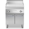 Fry top elettrico piastra liscia cromata, su base armadiata con ante 70x70x85 cm