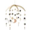ISAKEN Giostrina Culla Legno con Pompon Cameretta Giocattoli da Appendere Baby Cot Mobile Campana a Vento per Bambini Culla Mobile per Culla Decorazione e Cameretta per Bambini Neonato