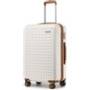 Kono Valigia Trolley Media 65cm Valigie Rigide Leggero con TSA Lucchetto e 4 Ruote Girevoli, Bianco