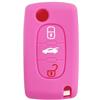 SALPIE COVER CHIAVE PORTACHIAVI GUSCIO compatibile con CITROEN C2 C3 C4 C5 PICASSO 2 TASTI PEUGEOT 107 206 207 307 308 406 407 TELECOMANDO (Rosa 3 Tasti, COVER SILICONE)