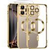 Phoona Cover Placcatura iPhone 16 Pro Max 6,9 Pollici, Obiettivo Fotocamera Protezione Completa 2 × Vetro Temperato, MagSafe Ricarica Wireless, Protezione Militare, Oro