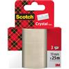 Scotch Nastro adesivoCrystal Clear 6-1925R3, confezione refill, 19 mm x 25 m, 3 rotoli/confezione