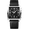 RORIOS Orologio Quadrati da Uomo Quarzo Impermeabile Elegante Diamante Semplice Luminosi Cinturino Acciaio Inossidabile Nero Bianco B