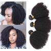 TNICE Afro Kinkys - Capelli umani ricci 3 confezioni 100% vergine brasiliane non processate afro ricci extension colore nero naturale (40,5 cm)