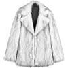 YuanDiann Cappotto lungo da donna in pelliccia sintetica con risvolto morbido caldo giacca in pelliccia sintetica da donna in finta pelliccia parka, bianco e nero, 3XL