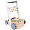 Janod - Carrello Abc Sweet Cocoon - Carrello Primi Passi Didattico in Legno a Spinta - con 20 Cubi Lettere Alfabeto, Numeri e Forme + 3 Stecche Pallottoliere - Vernice Ad Acqua - Da 1 Anno, J04408