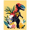 Artery8 Boho T Rex Dinosaur Plants Graphic Collage Living Room Large Wall Art Poster Print Thick Paper 18X24 Inch