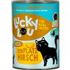 Lucky Lou Adult 24 x 400 g umido gatto - Pollame e Cervo
