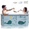 Kiseely Vasca da bagno pieghevole portatile da 140 cm per 2 persone, grande famiglia vasca da bagno per SPA, efficiente conversione di temperatura calda e fredda, 140 cmx60 cmx55 cm (stile oceanico)