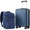 COOLIFE Valigetta da cabina 55 x 35 x 20 cm per Ryanair, bagaglio a mano, valigia rigida con serratura TSA e 4 ruote gemelle, Blu scuro, 55 x 40 x 20cm -Set 2tlg, Valigetta rigida da viaggio