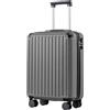 COOLIFE Valigetta da cabina 55 x 35 x 20 cm per Ryanair, bagaglio a mano, valigia rigida con serratura TSA e 4 ruote gemelle, grigio., 55 x 40 x 20cm, Valigetta rigida da viaggio