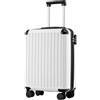 COOLIFE Valigetta da cabina 55 x 35 x 20 cm per Ryanair, bagaglio a mano, valigia rigida con serratura TSA e 4 ruote gemelle, bianco, 55 x 40 x 20cm, Valigetta rigida da viaggio