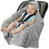 Medi Partners Coperta neonato ovetto Sacco per Passeggino - 100% Cotone universale Blanket 85x85cm fodera protettiva Morbida e Accogliente Passeggini Marsupio (Stelle con Grigio Minky)