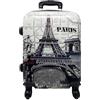 Chicca Borse Trolley Piccolo 38 x 55 x 23 Cm (LxHxP) Bagaglio a Mano Cabin Size Rigido (Fantasia Parigi)