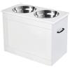 PawHut Ciotole Rialzate per Cani Grandi, Supporto Portaciotole in MDF con 2 Ciotole in Acciaio Inox, 60x30x41 cm, Bianco