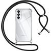 Pnakqil Cover per Samsung Galaxy A05s con Cordino, Trasparente Custodia con Laccio Tracolla Cellulare Girocollo Collana Protettiva per Samsung A05s 6.7, Nero
