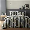 Fusion - Set copripiumino stile anni '70, color antracite, per letto matrimoniale (200 x 200 cm), set di biancheria da letto stravagante con Hula Hoops, facile da pulire e lavabile, copripiumino con