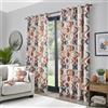 Fusion Tende con occhielli, stile retrò, 168 x 137 cm, 2 pannelli, 100% cotone, motivo geometrico in terracotta, collezione Mezzaluna, decorazione finestra camera da letto